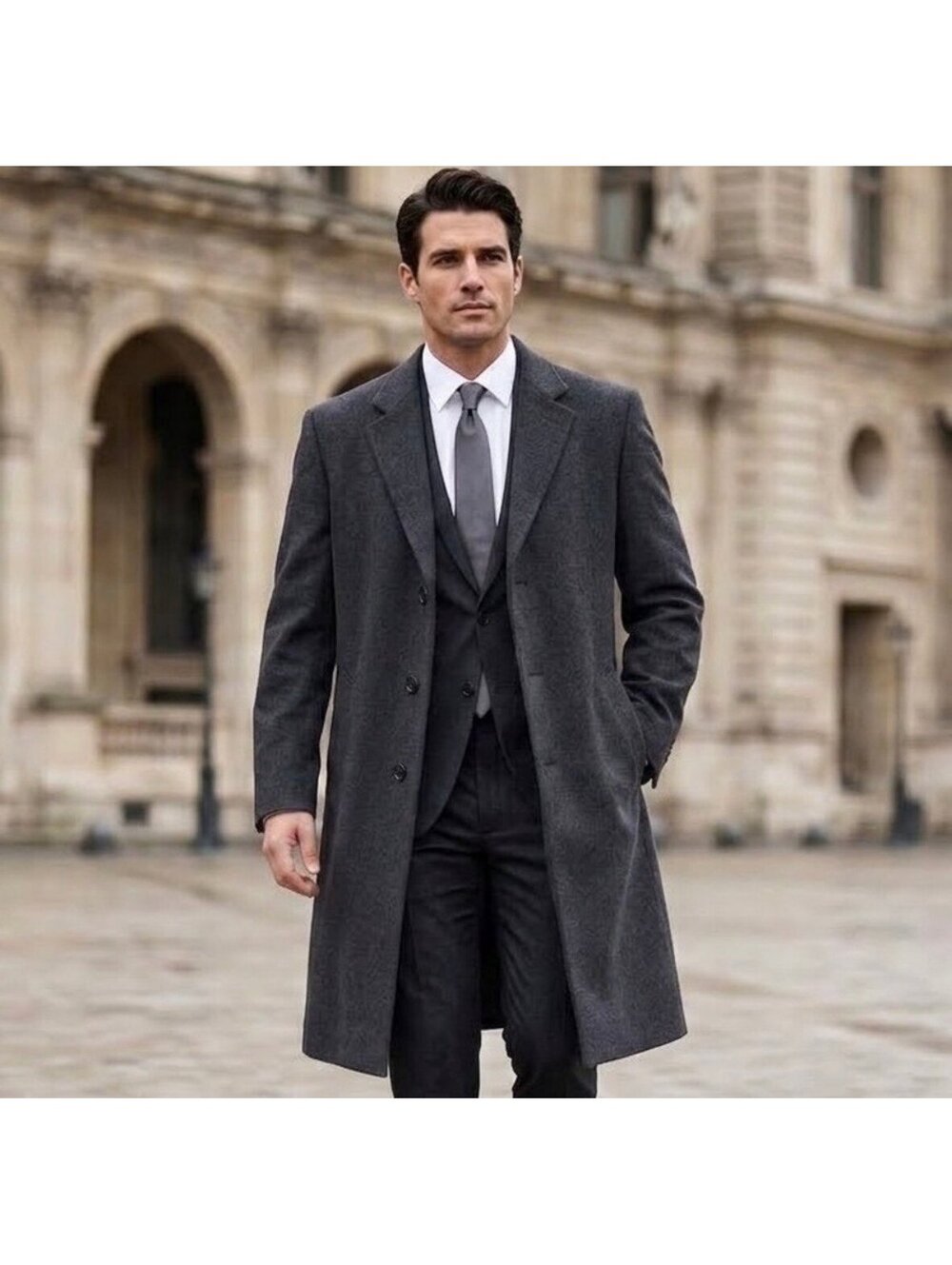 BARONI Couture 100% Pure Cashmere Full Length Overcoat Menās 46R
